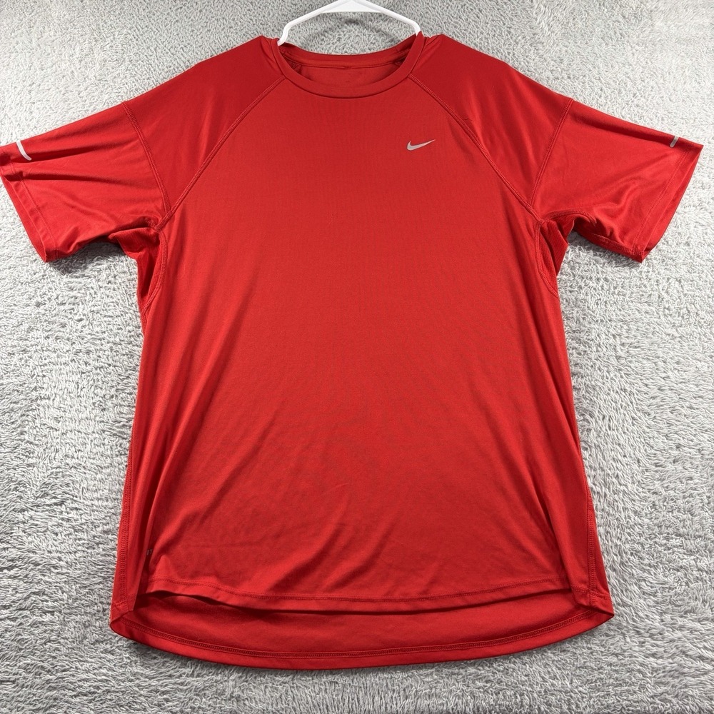 Nike Dri Fit Performance Shirt Mens Medium Red Training Gym Layering Workout